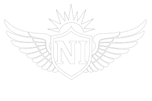 National Importance™ Logo (Pillars of NI™ on a shield with wings and liberty spikes)